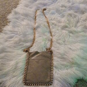 Stylish Chain-Trimmed Gray Bag